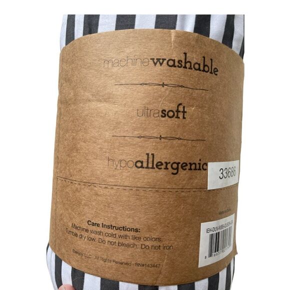 Full/Queen iEnjoy Gray and White Striped Duvet Cover 3 piece set,  NWT - Picture 6 of 6